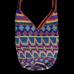 🌈 Boho Festival Woven Sling Bag – Colorful Shoulder Tote | Handmade Vibe | NWOT